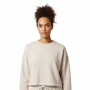 VUORI Cropped Crewneck Sweatshirt - Size X-Small Oversized Fit (Pale Pink/Cream)